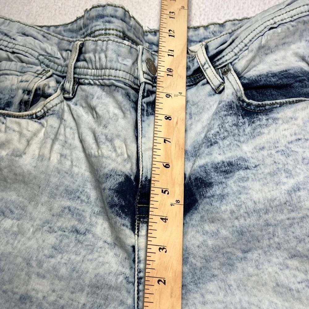 Jeanius Akademiks Jeans Mens 32 Light Blue Acid Wash Distressed Streetwear Denim